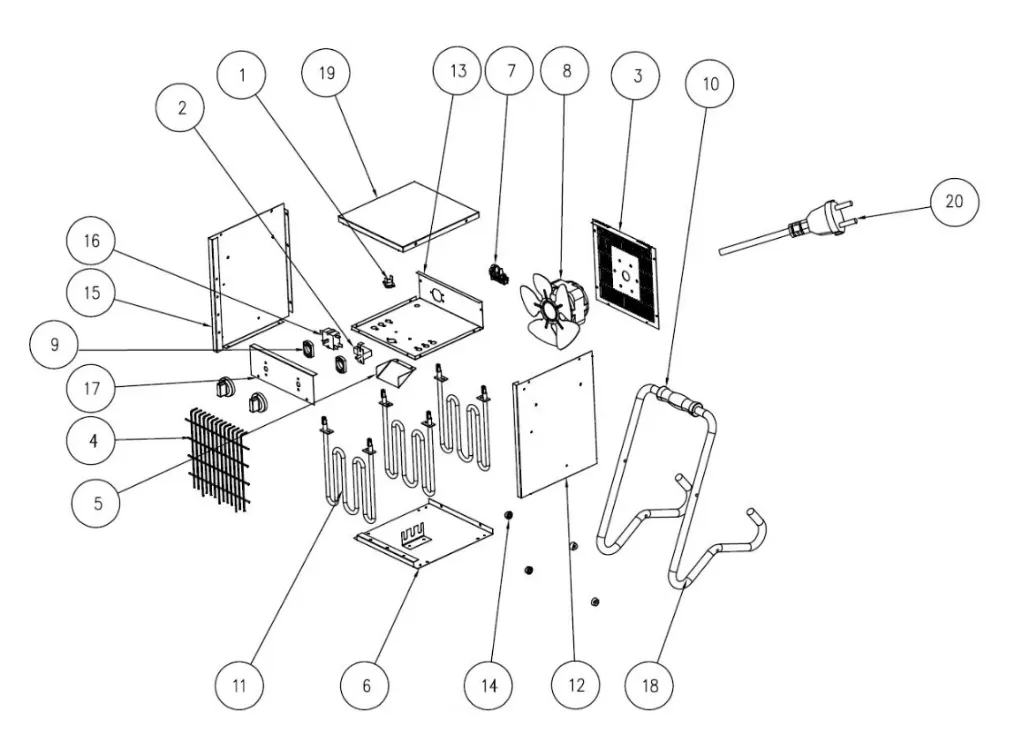 Rockair Chauffage electrique 2Kw Explosé.webp